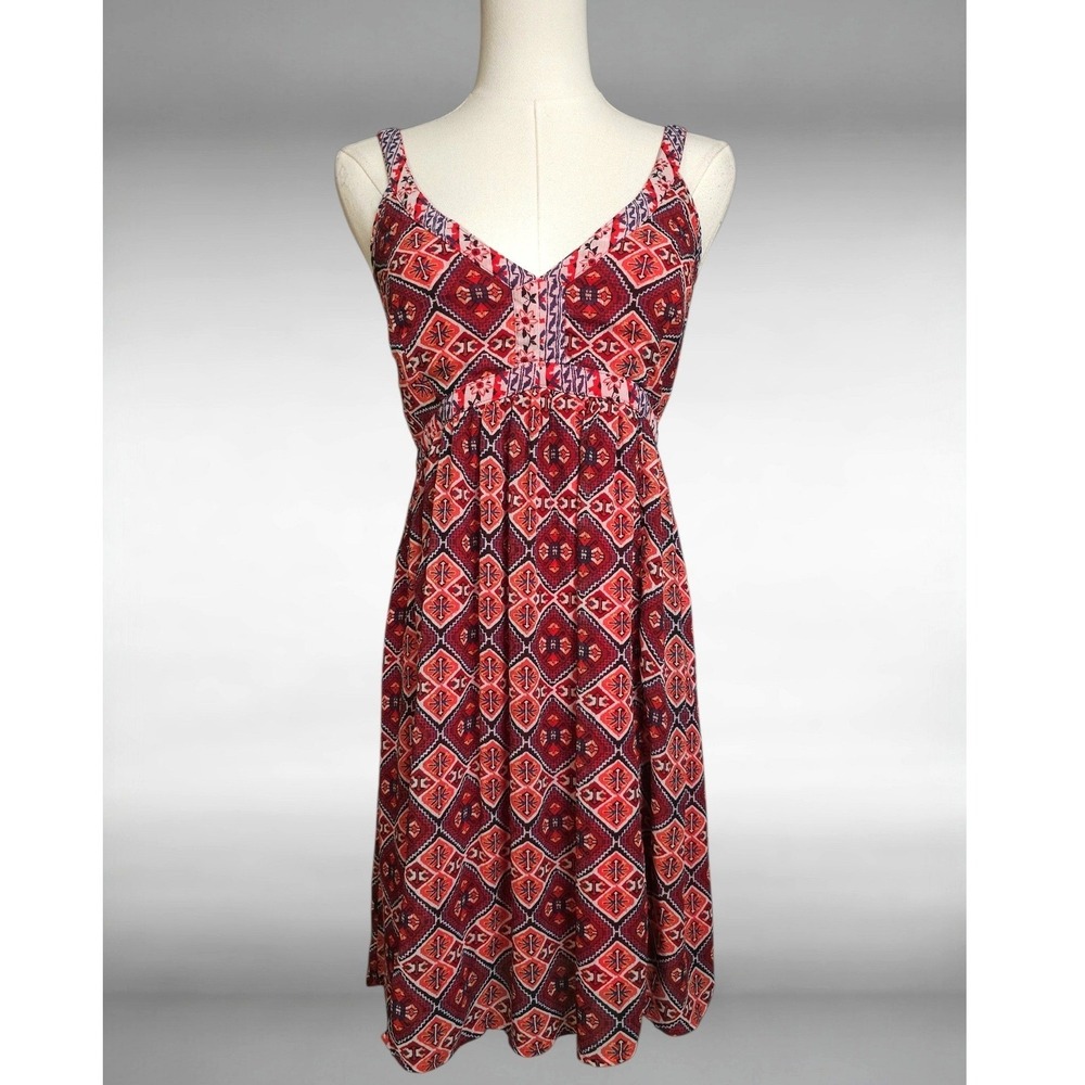 Vintage Y2K Hollister Boho Chic Geometric Medallion Smocked Cami Dress Womens S